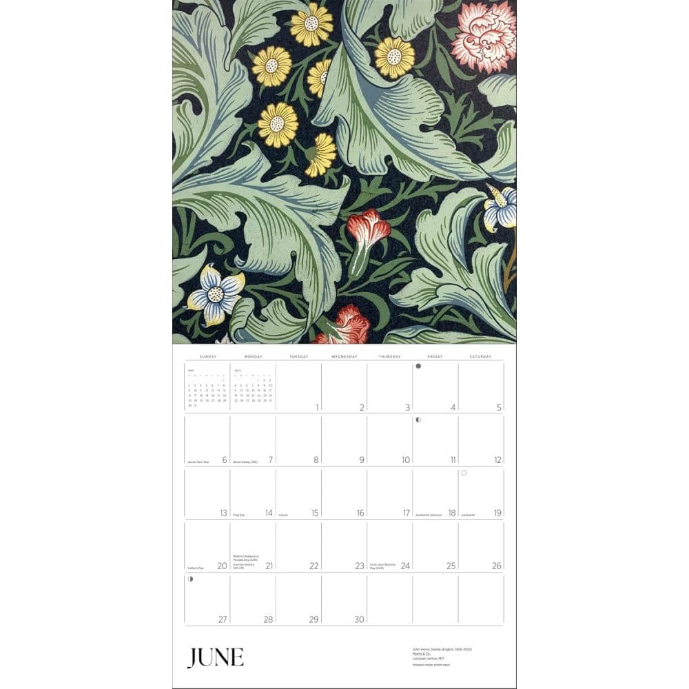 William Morris Arts and Crafts Design 2027 Wall Calendar Sixth Alternate Image