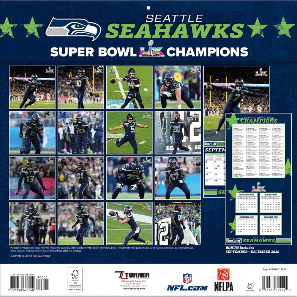 NFL Seattle Seahawks 2027 Wall Calendar First Alternate Image