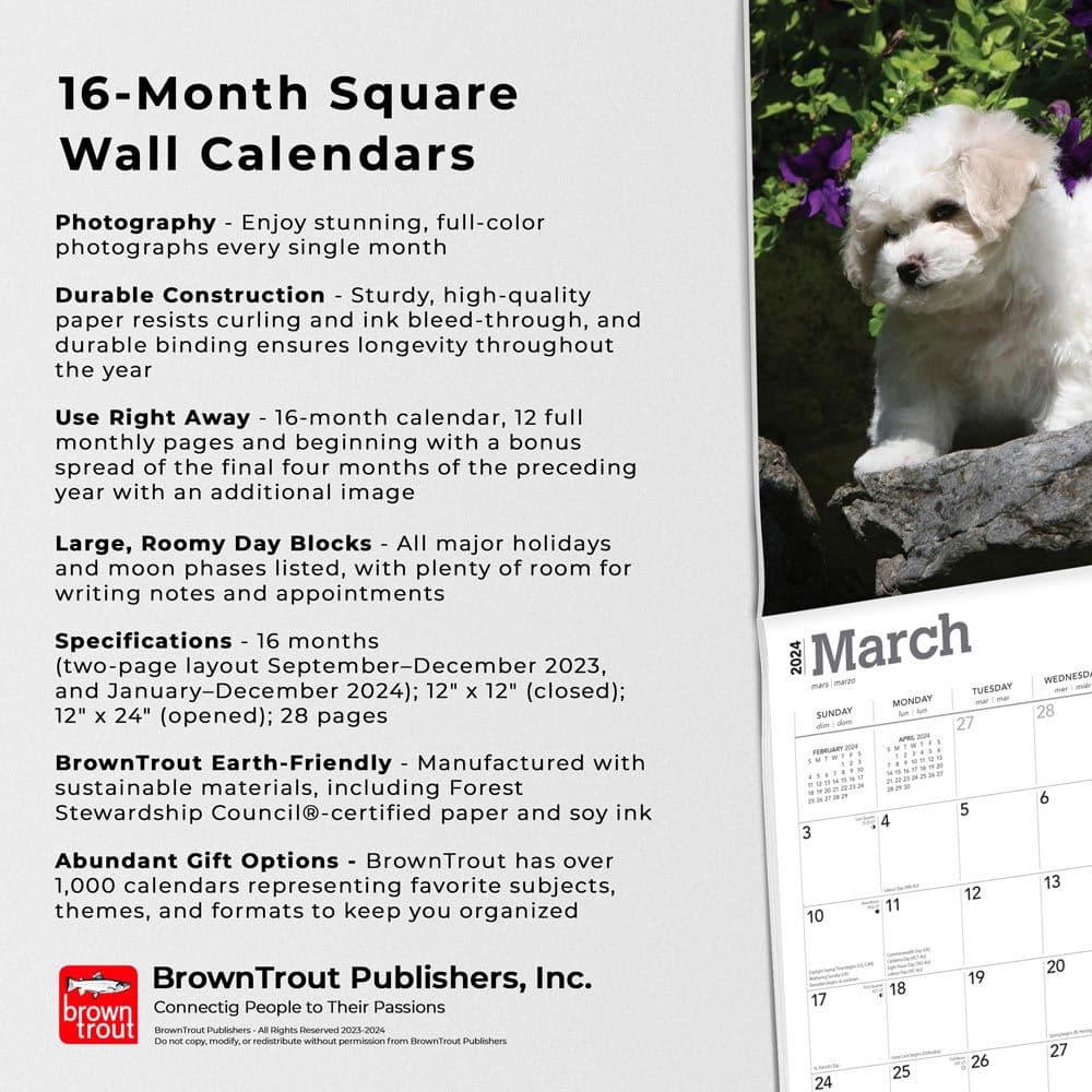 Bichon Frise Puppies 2024 Wall Calendar Fourth Alternate Image width=&quot;1000&quot; height=&quot;1000&quot;