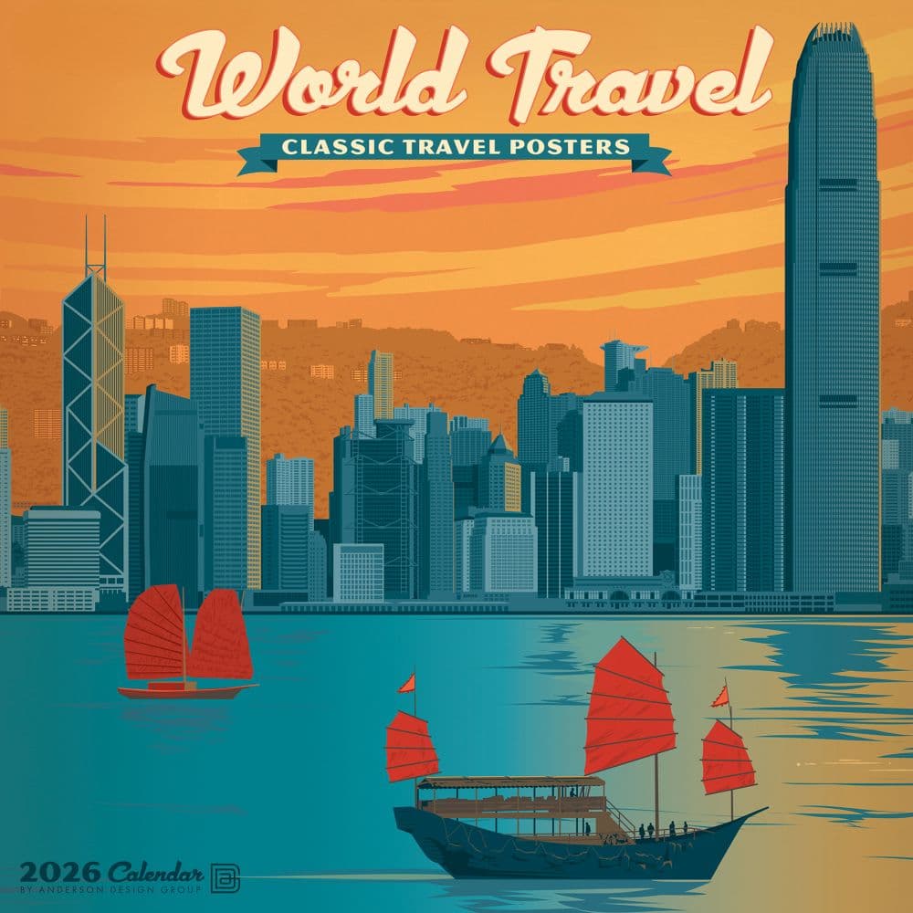 World Travel Classic Travel Posters 2026 Wall Calendar Main Image
