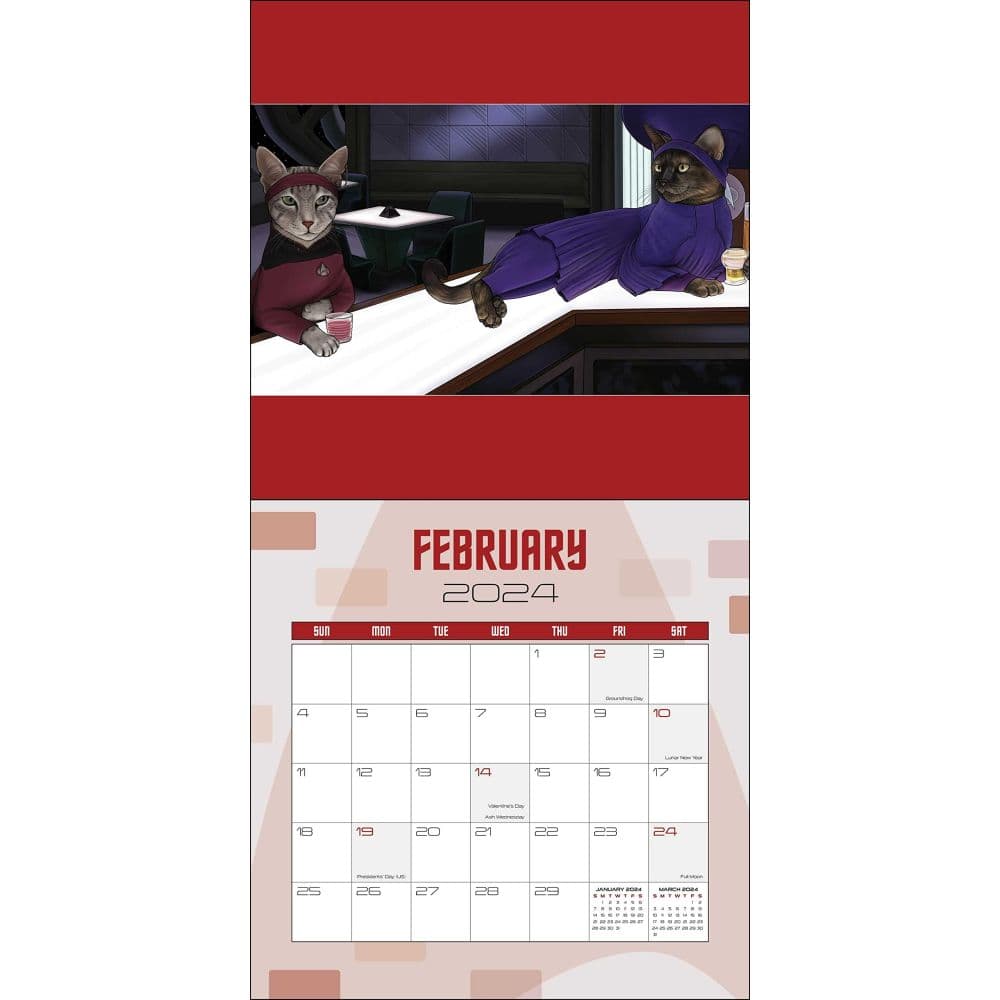 Star Trek Cats 2024 Wall Calendar February