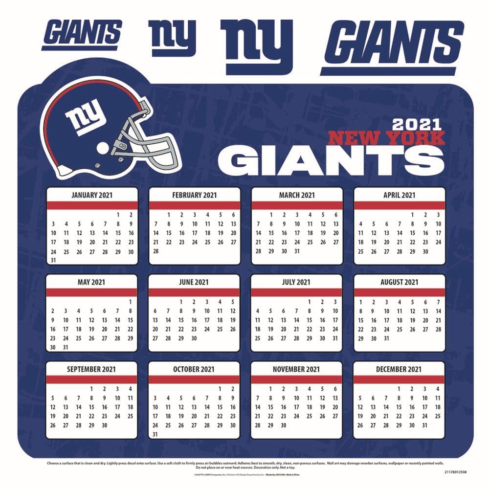 Nfl New York Giants Bonus 2021 Wall Calendar - Calendars.com