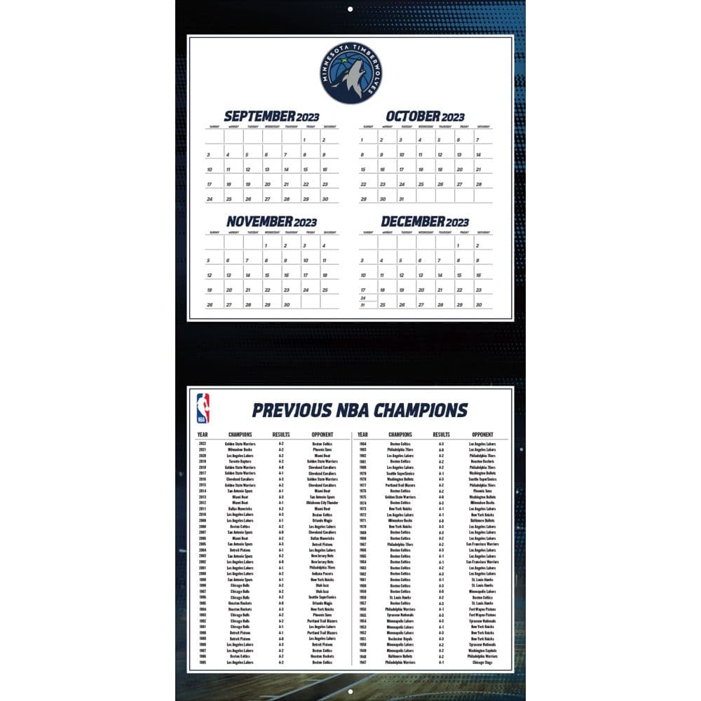 Minnesota Timberwolves 2024 Wall Calendar - Calendars.com