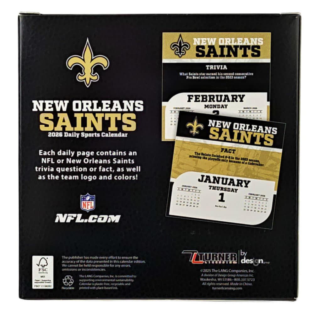 NFL New Orleans Saints 2026 Desk Calendar Sixth Alternate Image