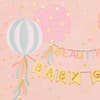image Baby Girl Banners &amp; Balloons New Baby Card close up
