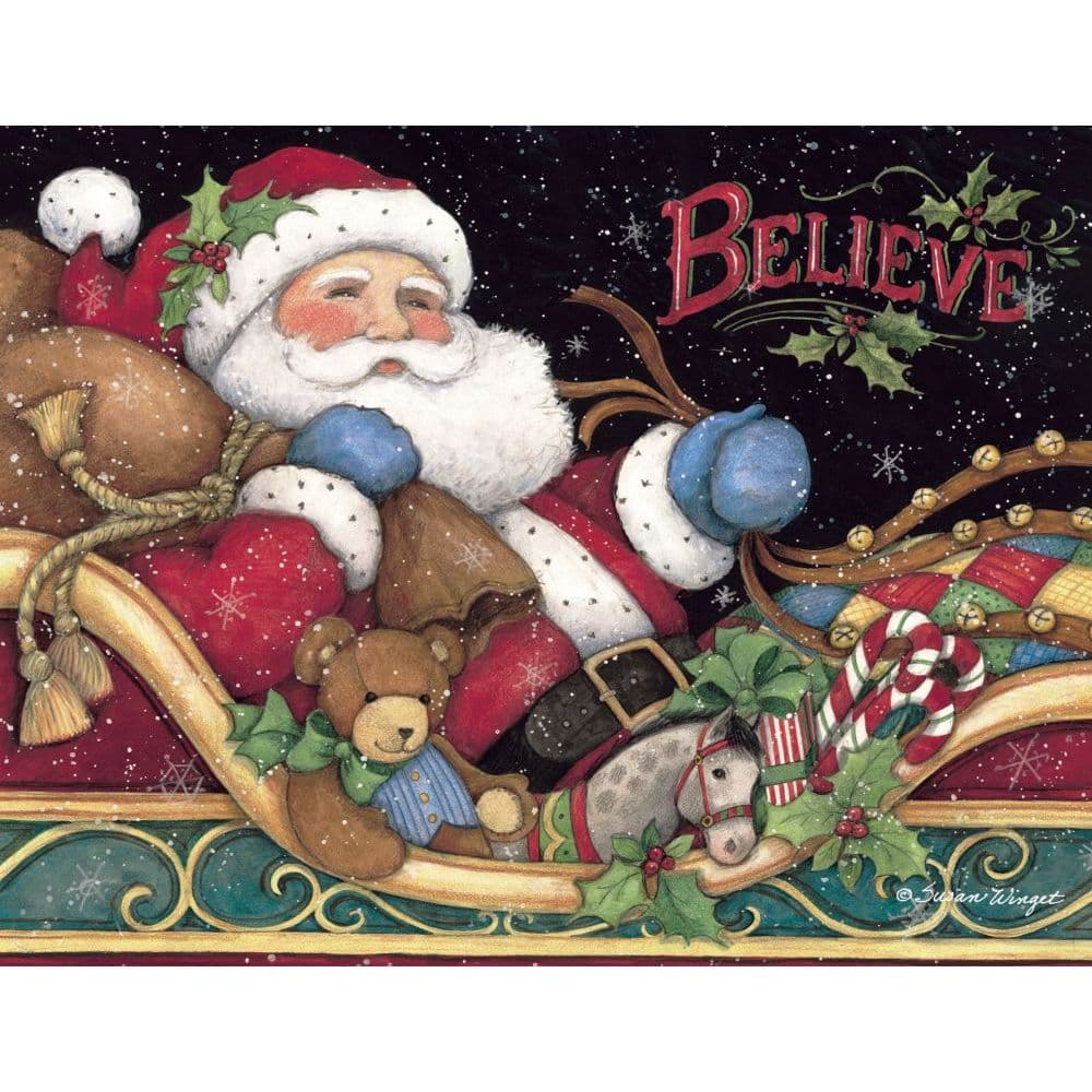 Believe Santa Boxed Christmas Card by Susan Winget