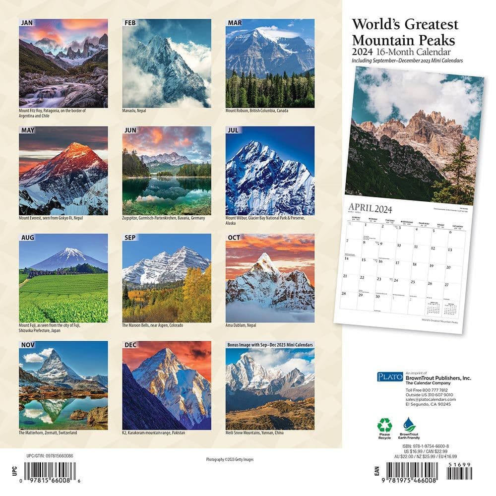 Mountain Peaks Plato 2024 Wall Calendar Alt1