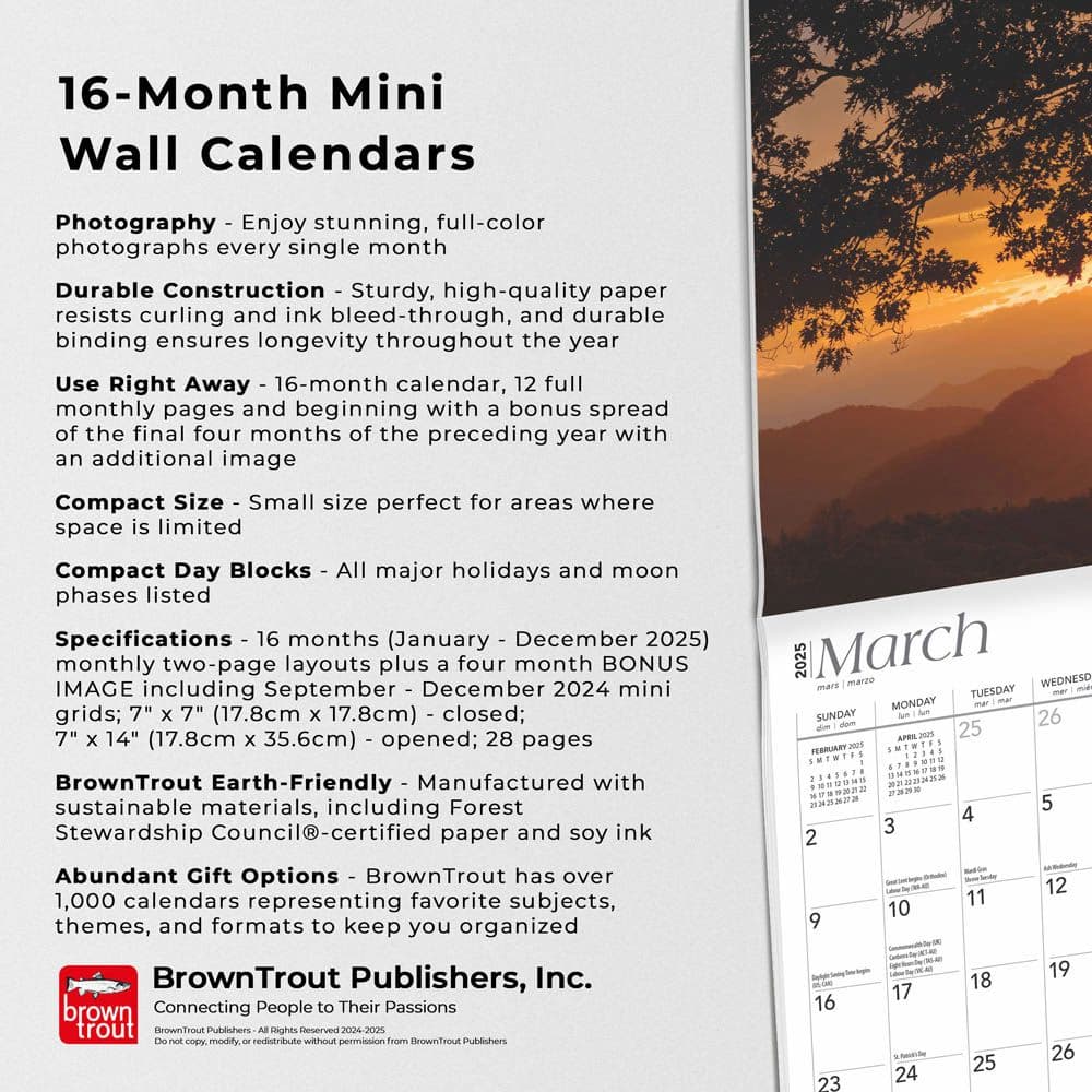 North Carolina 2025 Mini Wall Calendar Fifth Alternate Image