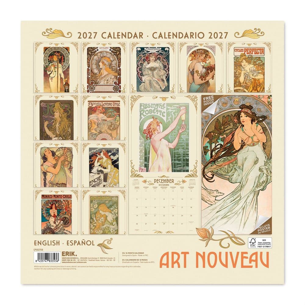Art Nouveau 2027 Wall Calendar First Alternate Image