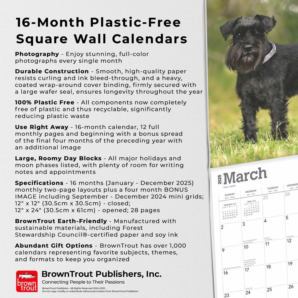 Miniature Schnauzers 2025 Wall Calendar