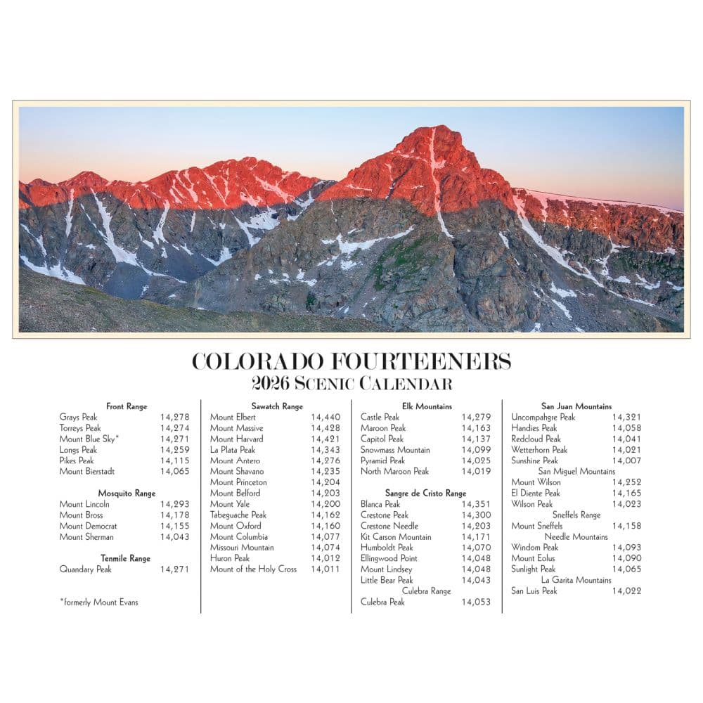 Colorado Fourteeners 2026 Wall Calendar Second Alternate Image