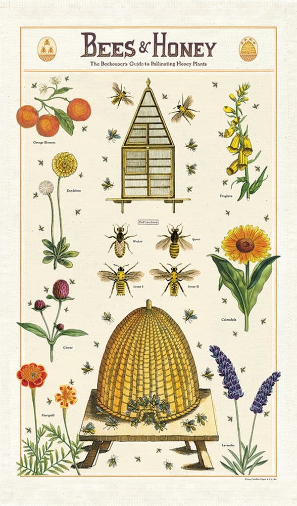 Cavallini Papers & Co. Bees & Honey Tea Towel