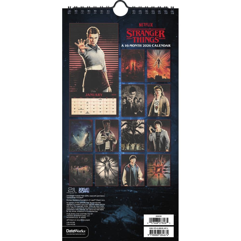 Stranger Things 2026 Slim Wall Calendar First Alternate Image