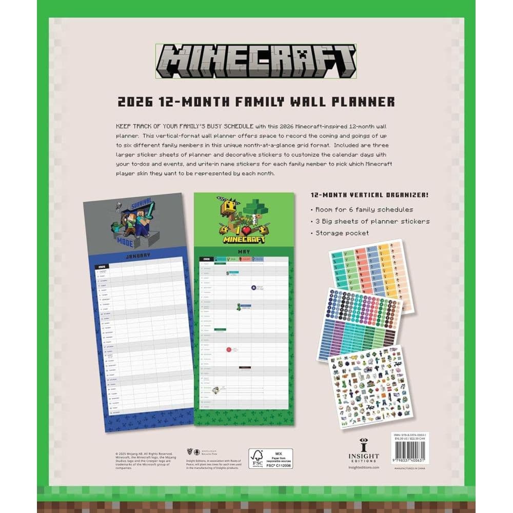 Minecraft 2026 Family Wall Planner First Alternate Image