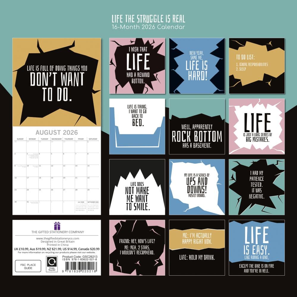 Life The Struggle is Real 2026 Wall Calendar First Alternate Image