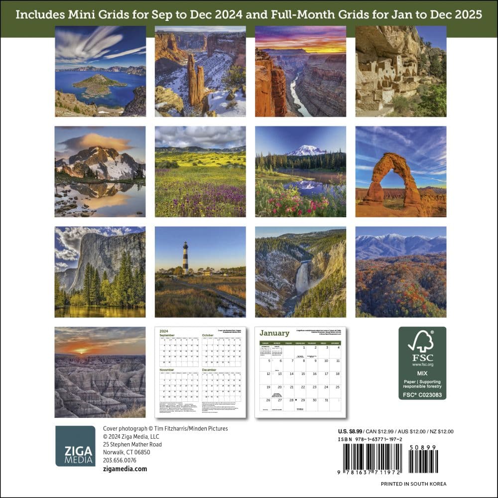 National Parks 2025 Mini Wall Calendar First Alternate Image width="1000" height="1000"