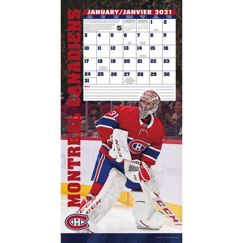 Montreal Canadiens Carey Price Bilingual Player Wall Calendar