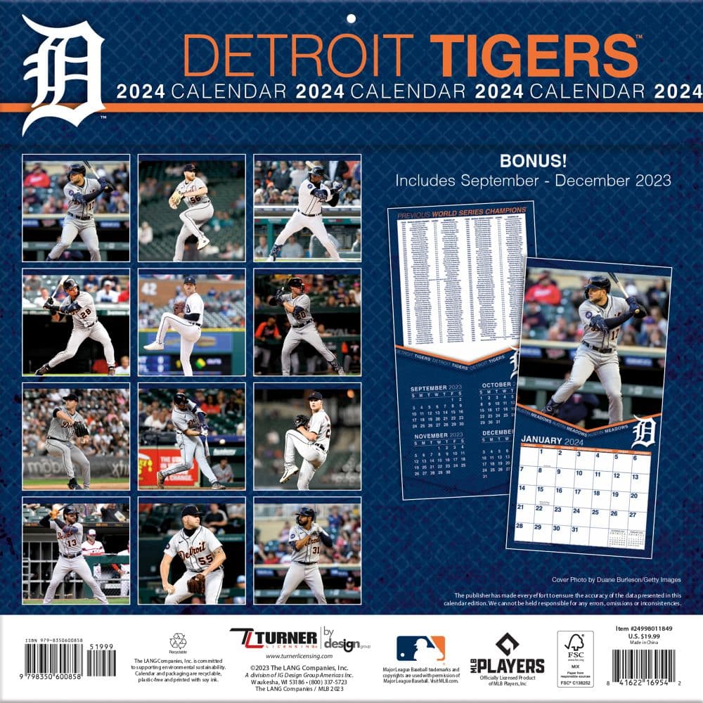 Detroit Tigers 2025 Wall Calendar