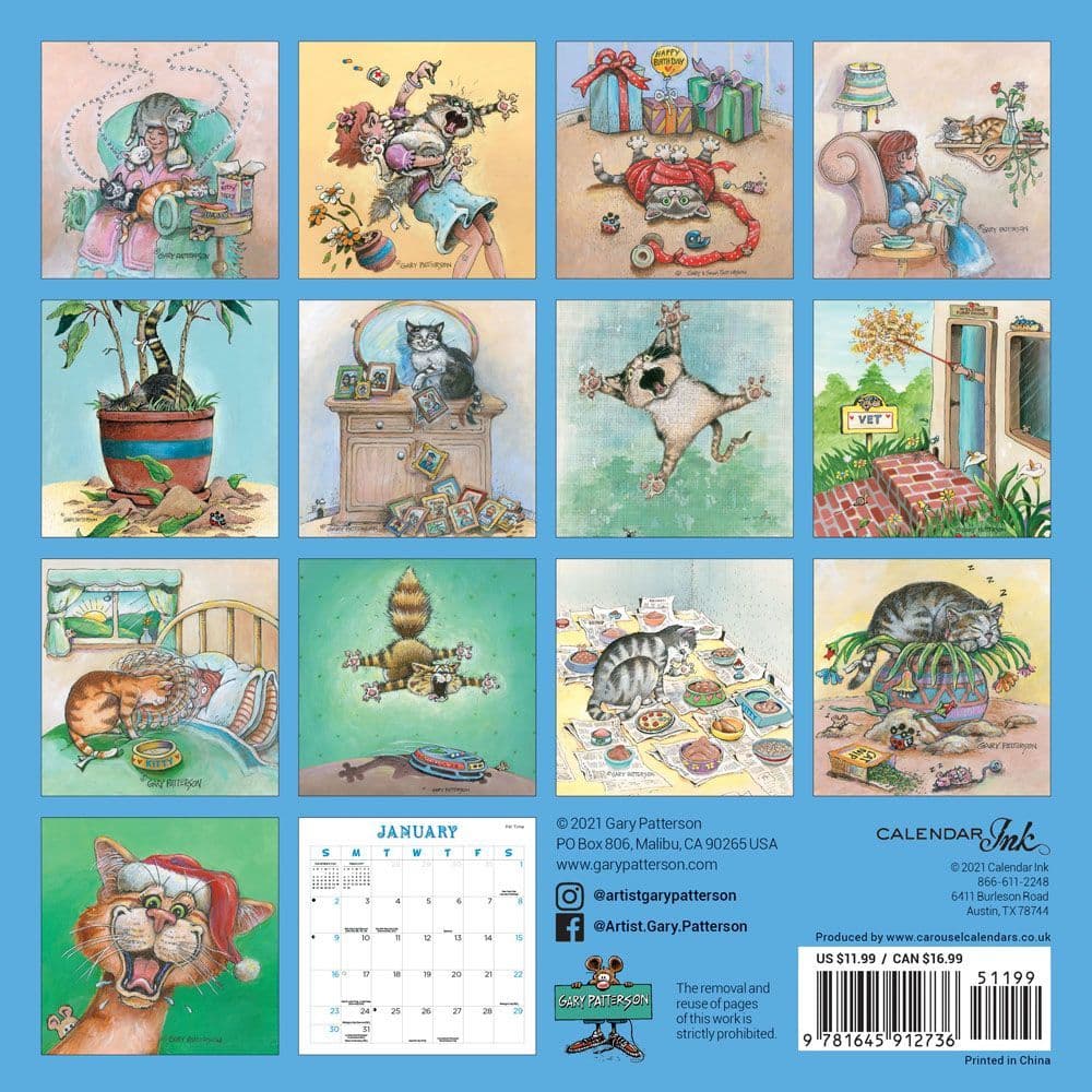 Gary Patterson Cat Calendar 2022 Patterson Cats 2022 Magnetic Calendar - Calendars.com