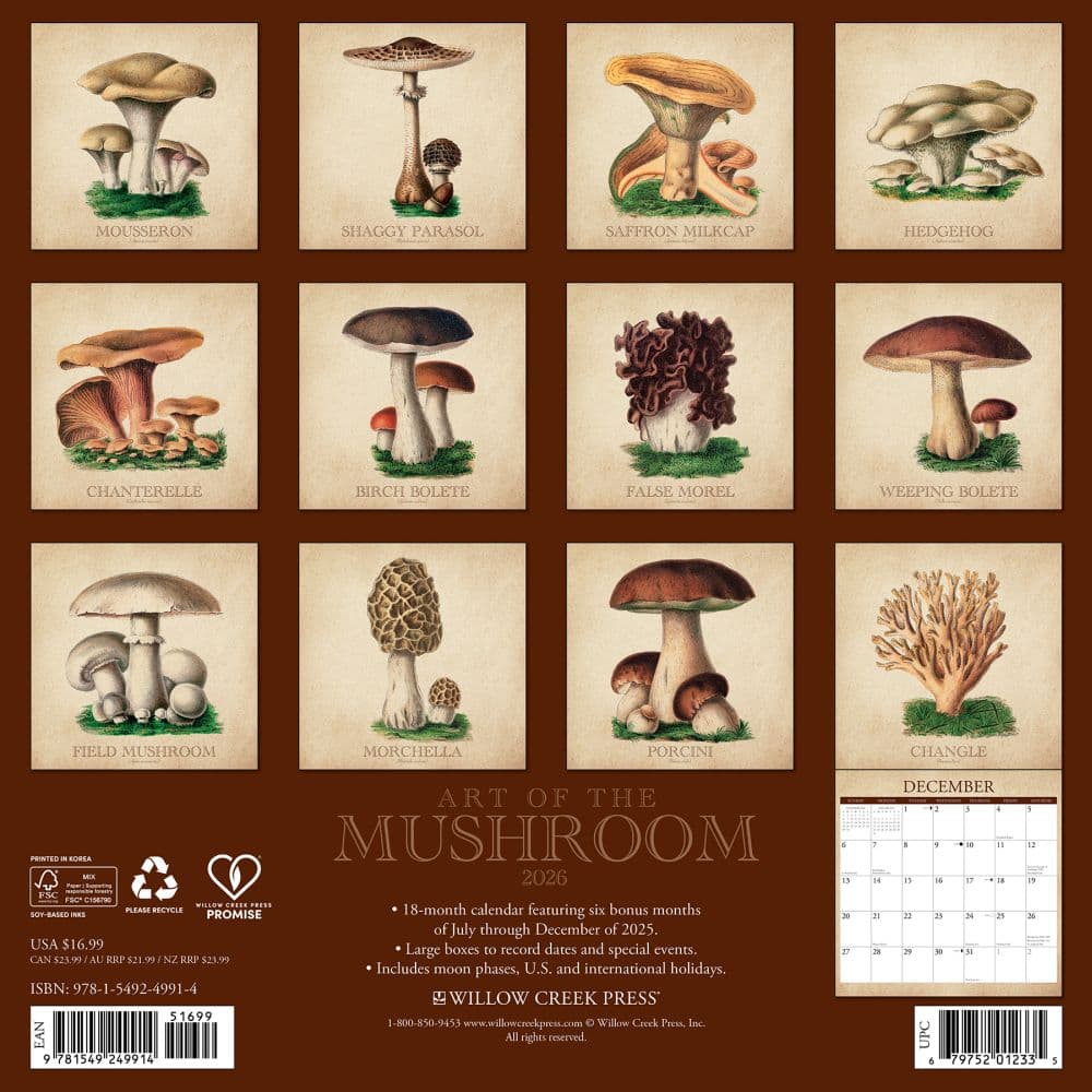 Art of the Mushroom 2026 Wall Calendar First Alternate Image