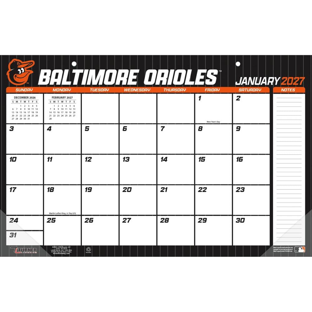 MLB Baltimore Orioles Small 2027 Desk Pad First Alternate Image