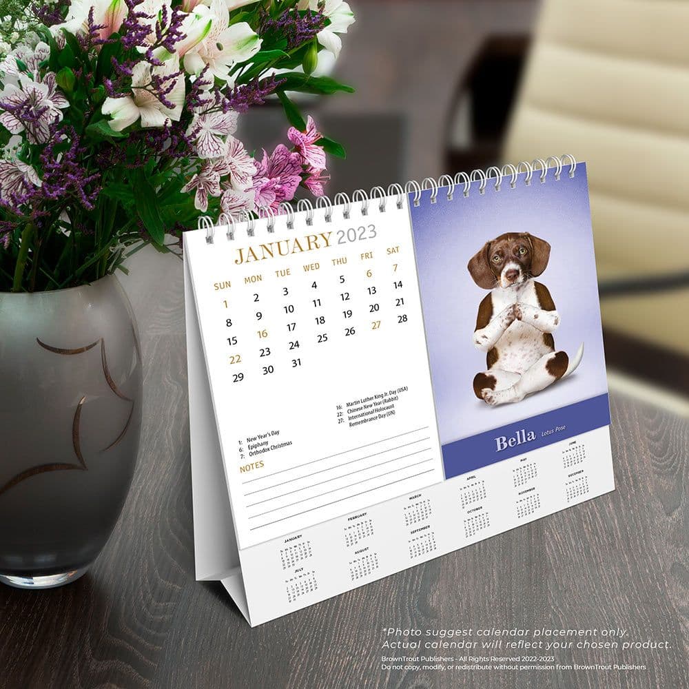Yoga Puppies 2023 Easel Desk Calendar - Calendars.com