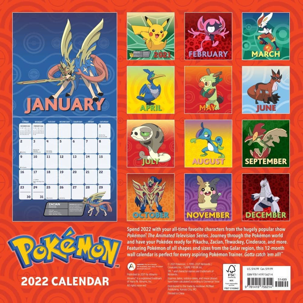 Calendrier Pokemon Go 2023 Pokemon 2022 Wall Calendar - Calendars.com