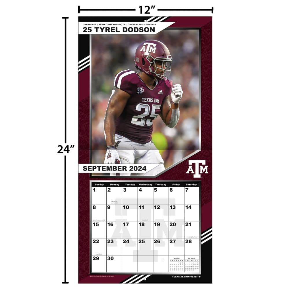 Texas Aggies 2025 Wall Calendar Alt5