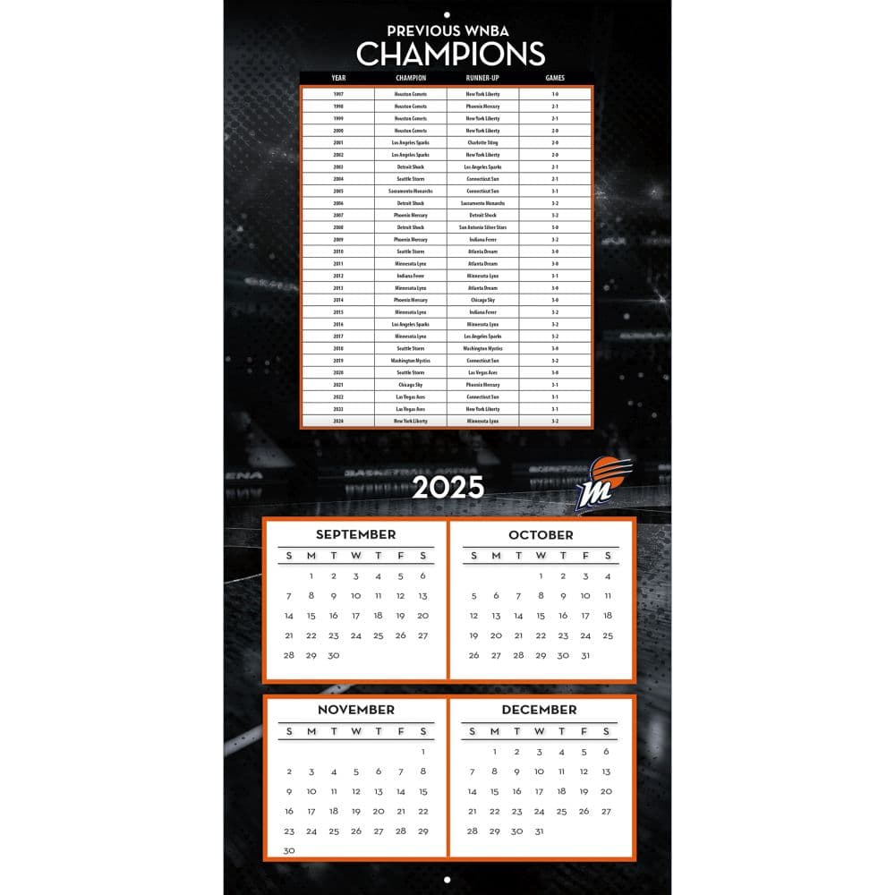 WNBA Phoenix Mercury 2026 Wall Calendar Second Alternate Image