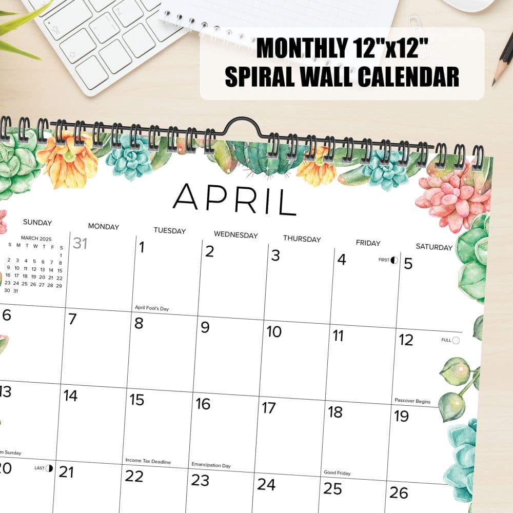 Succulents Spiral Art 2025 Wall Calendar Third Alternate Image width=&quot;1000&quot; height=&quot;1000&quot;