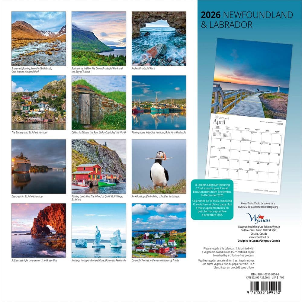 Newfoundland and Labrador 2026 Wall Calendar First Alternate Image