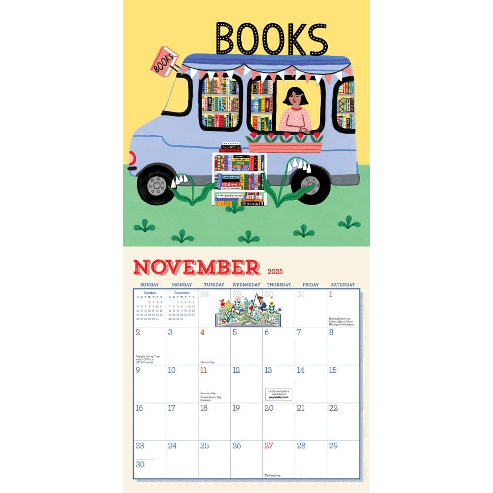 Book Nerd 2025 Mini Wall Calendar