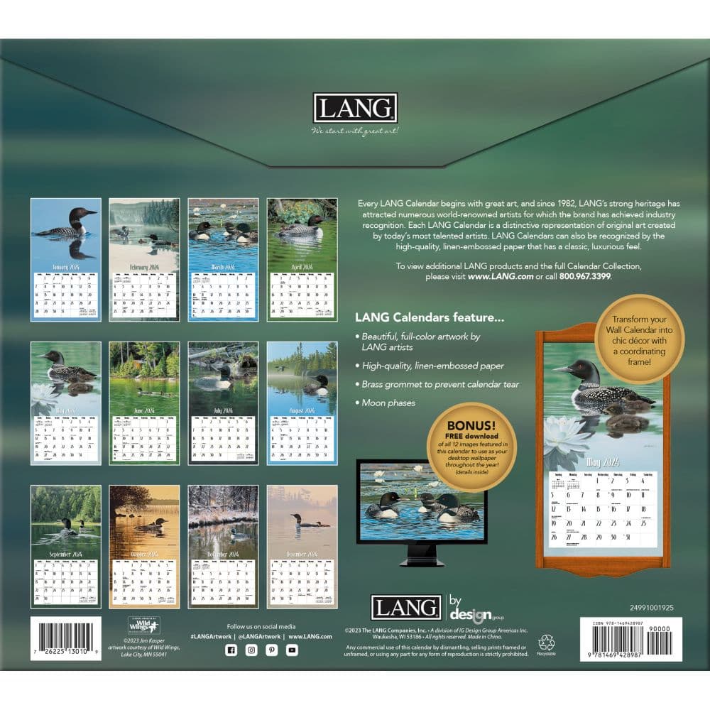 Loons On The Lake 2024 Wall Calendar Alternate Image 1