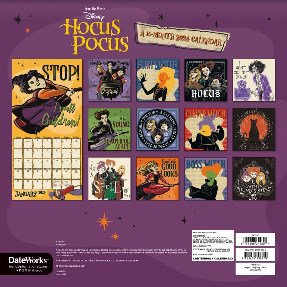 Hocus Pocus 2024 Wall Calendar