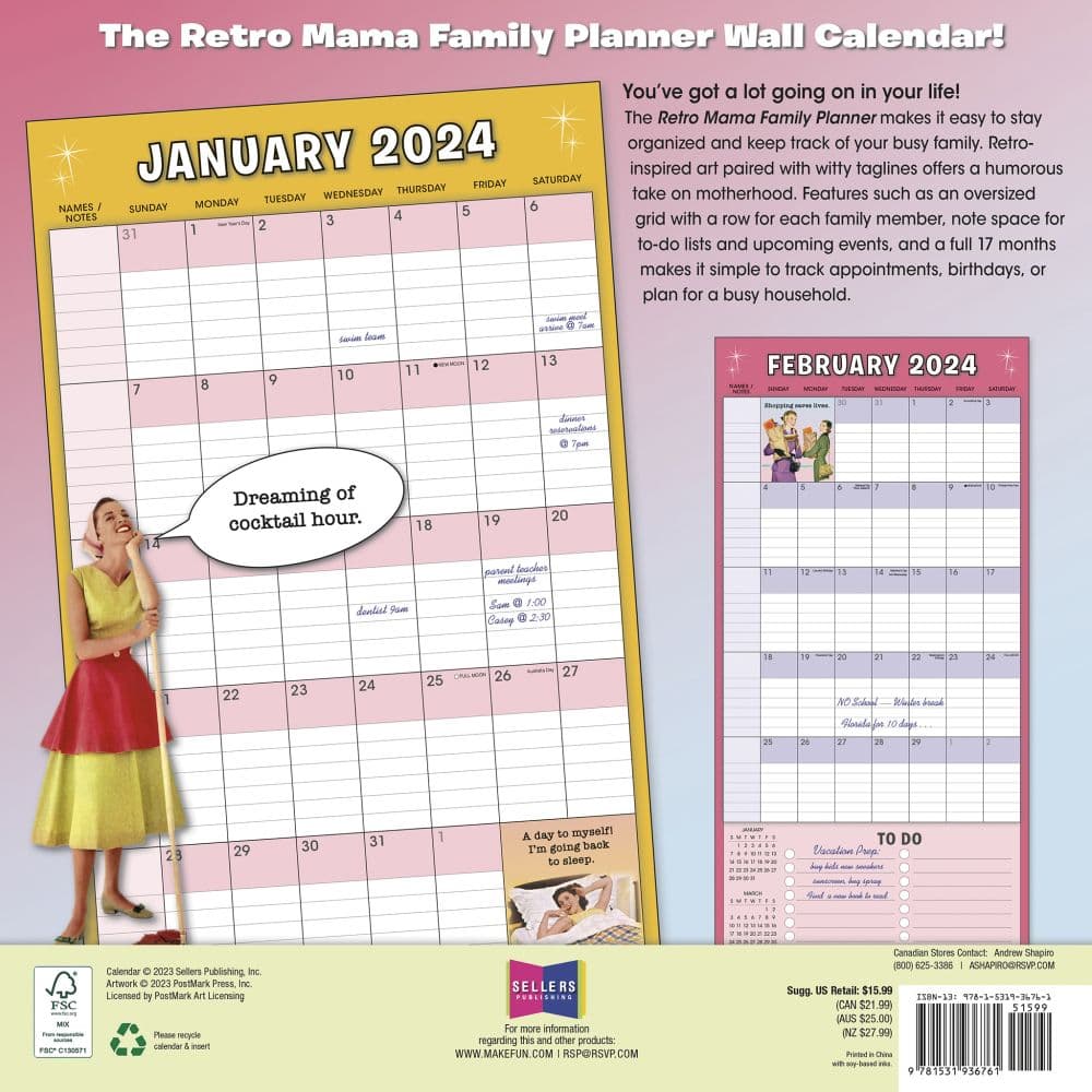 Retro Mama Family 17-Month 2024 Wall Calendar First Alternate Image width=&quot;1000&quot; height=&quot;1000&quot;