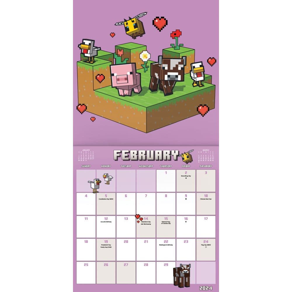 Minecraft Exclusive with Decal 2024 Wall Calendar Third Alternate Image width=&quot;1000&quot; height=&quot;1000&quot;