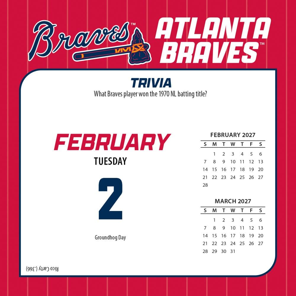 MLB Atlanta Braves 2027 Desk Calendar Third Alternate Image