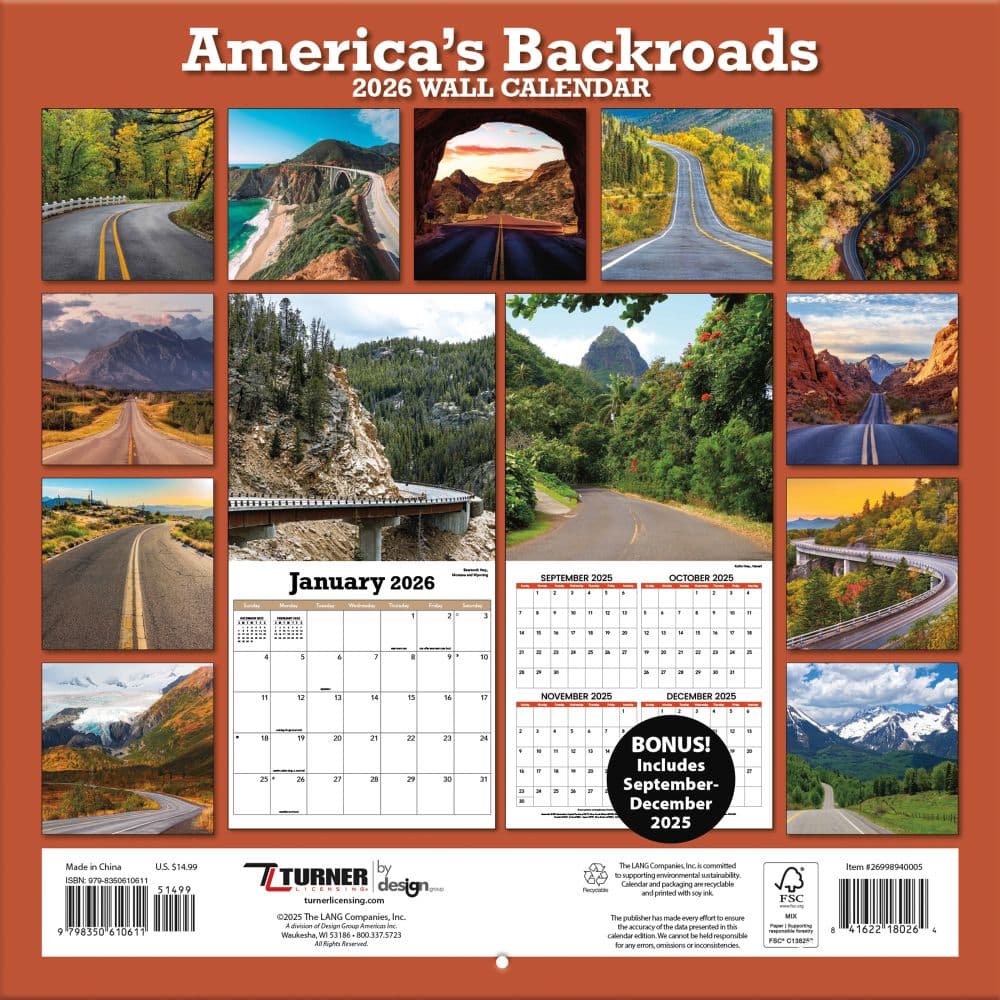 Americas Backroads 2026 Wall Calendar_ALT1