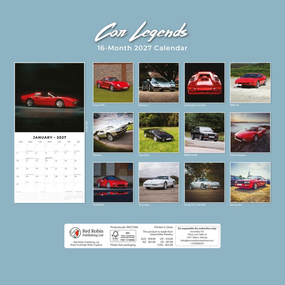Car Legends 2027 Wall Calendar First Alternate Image