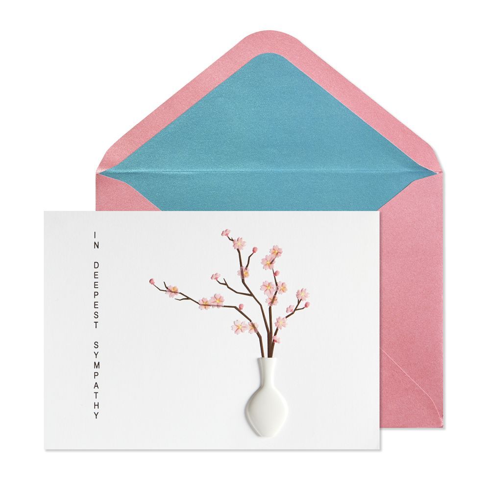 Pink Blossom With Vase Greeting Card