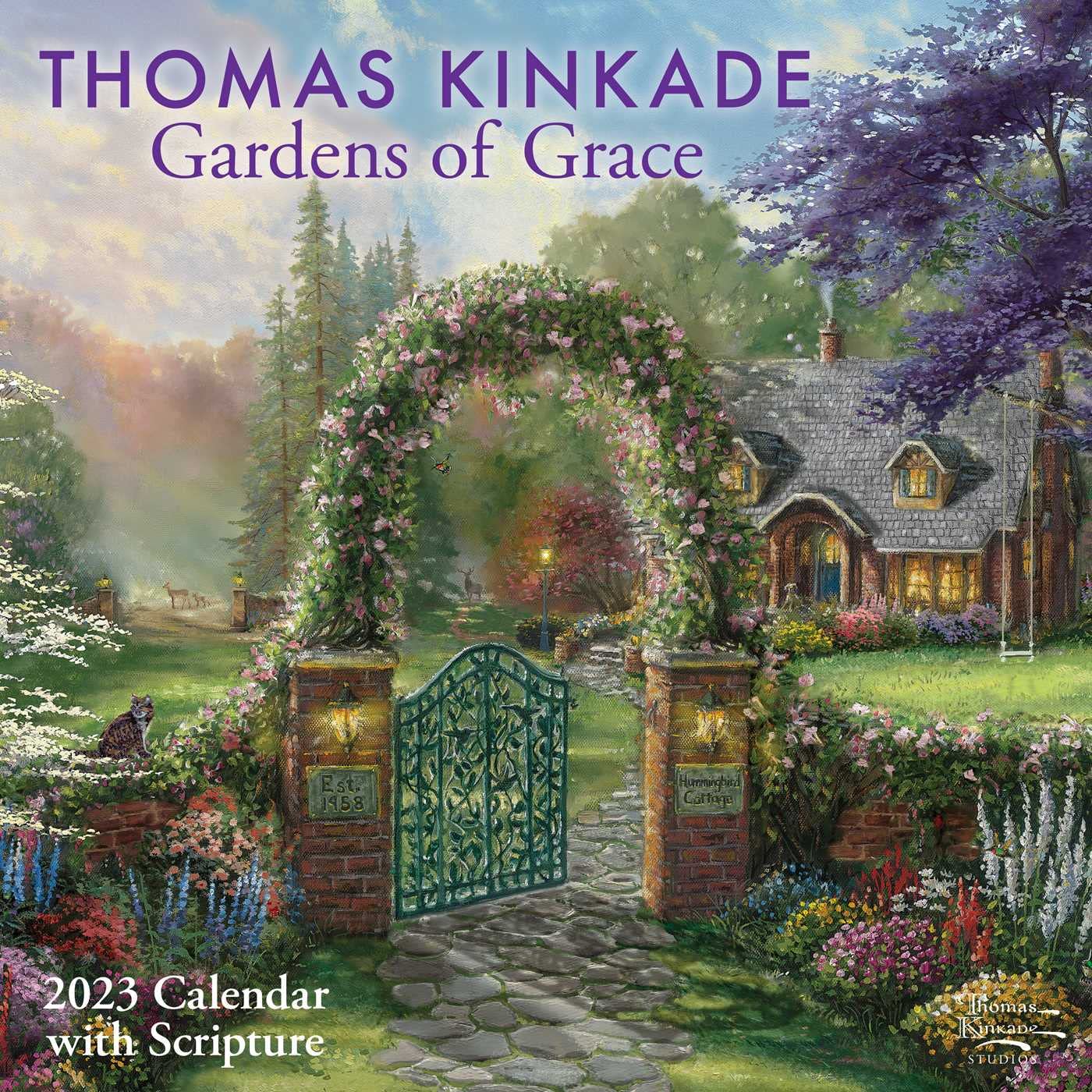 Thomas Kinkade Gardens of Grace with Scripture 2023 Wall Calendar