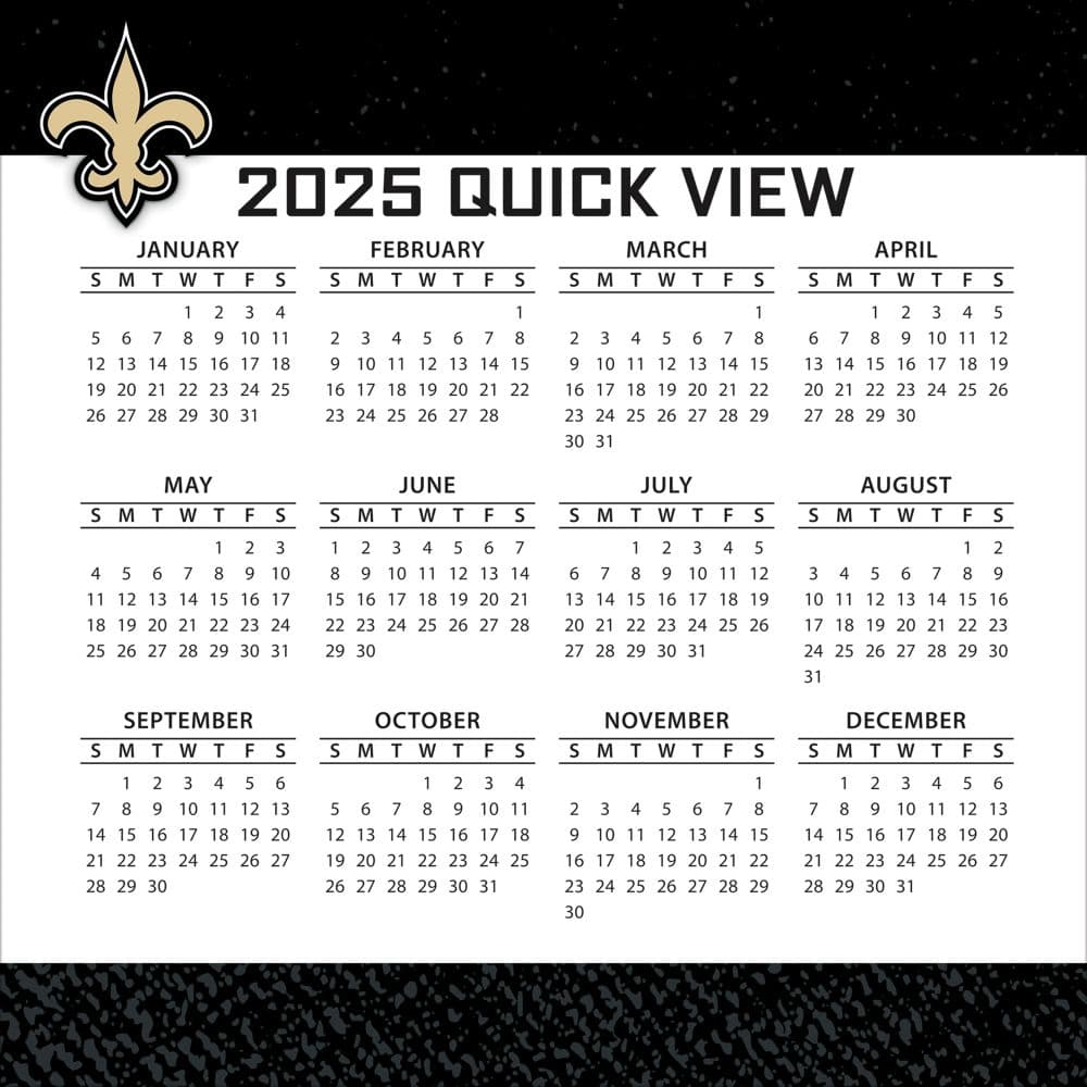 NFL New Orleans Saints 2025 Desk Calendar Third Alternate Image