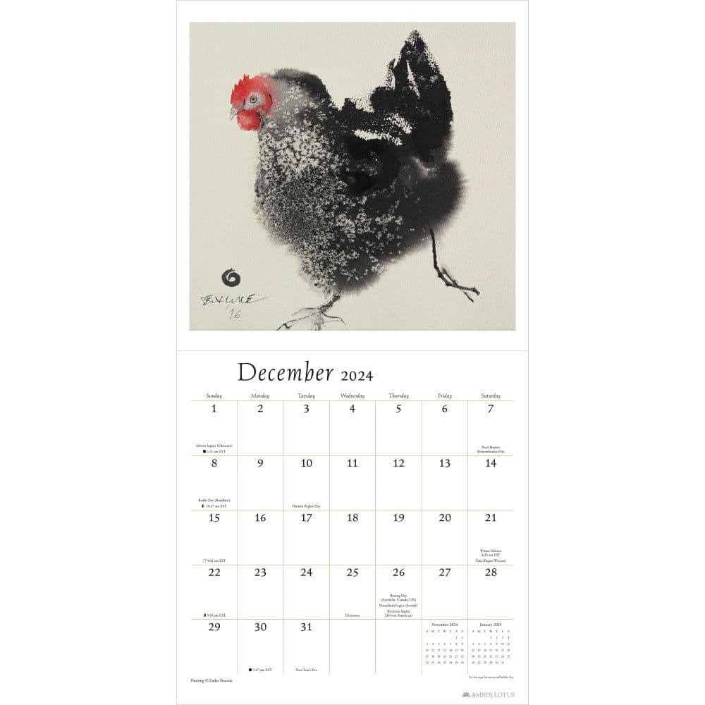 Artful Chicken 2024 Wall Calendar