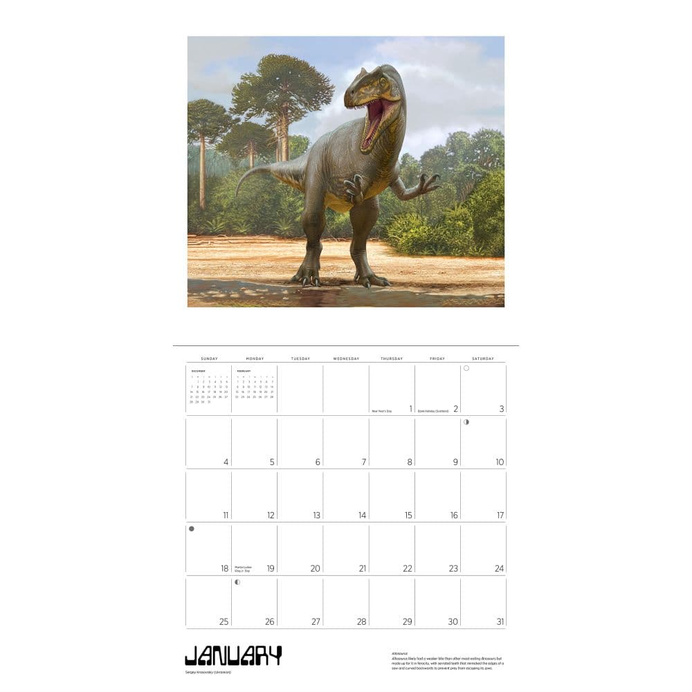 Dinosaurs 2026 Wall Calendar by Sergei Krasovskiy Third Alternate Image