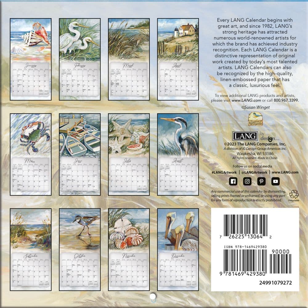Coastal Shores 2024 Mini Wall Calendar
