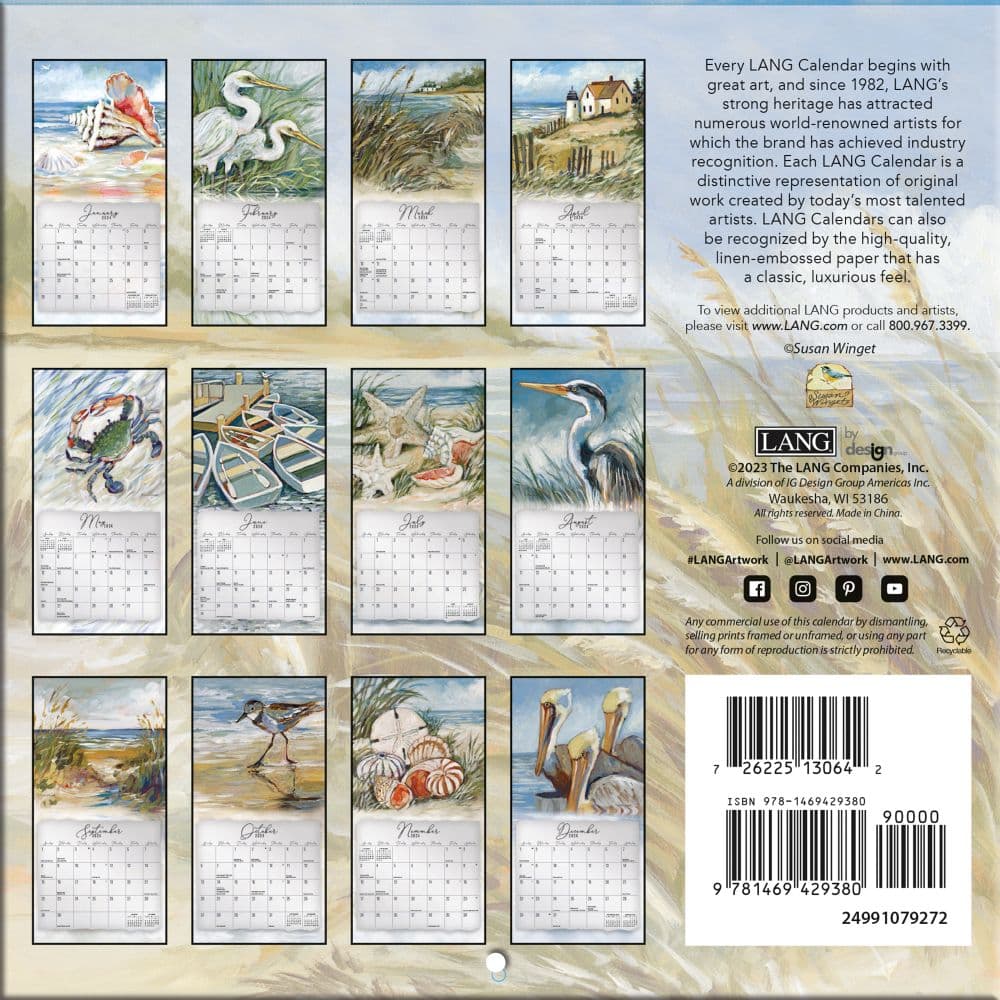 Coastal Shores 2025 Mini Wall Calendar