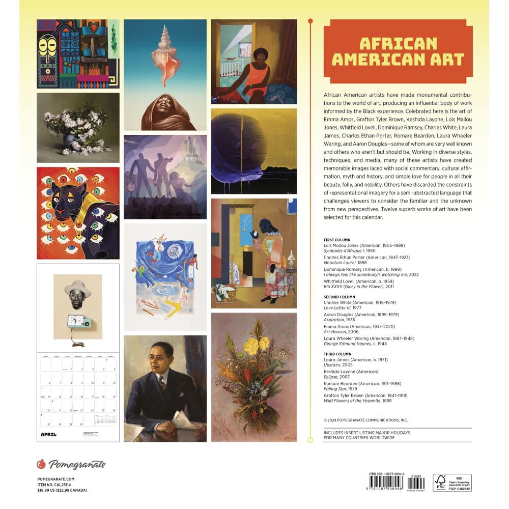 African American Art 2025 Wall Calendar First Alternate Image width="1000" height="1000"