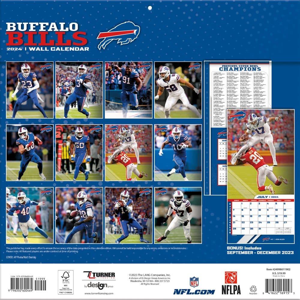 Buffalo Bills 2024 Wall Calendar