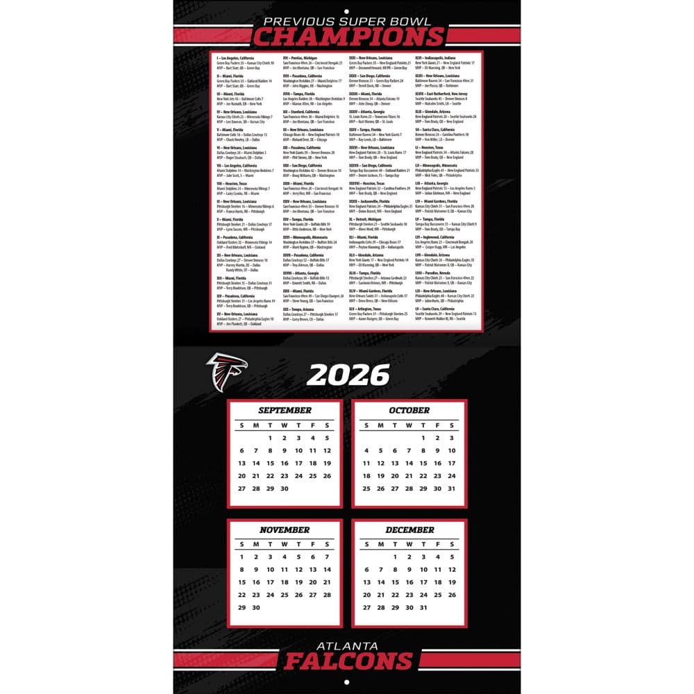 NFL Atlanta Falcons 2027 Wall Calendar Second Alternate Image