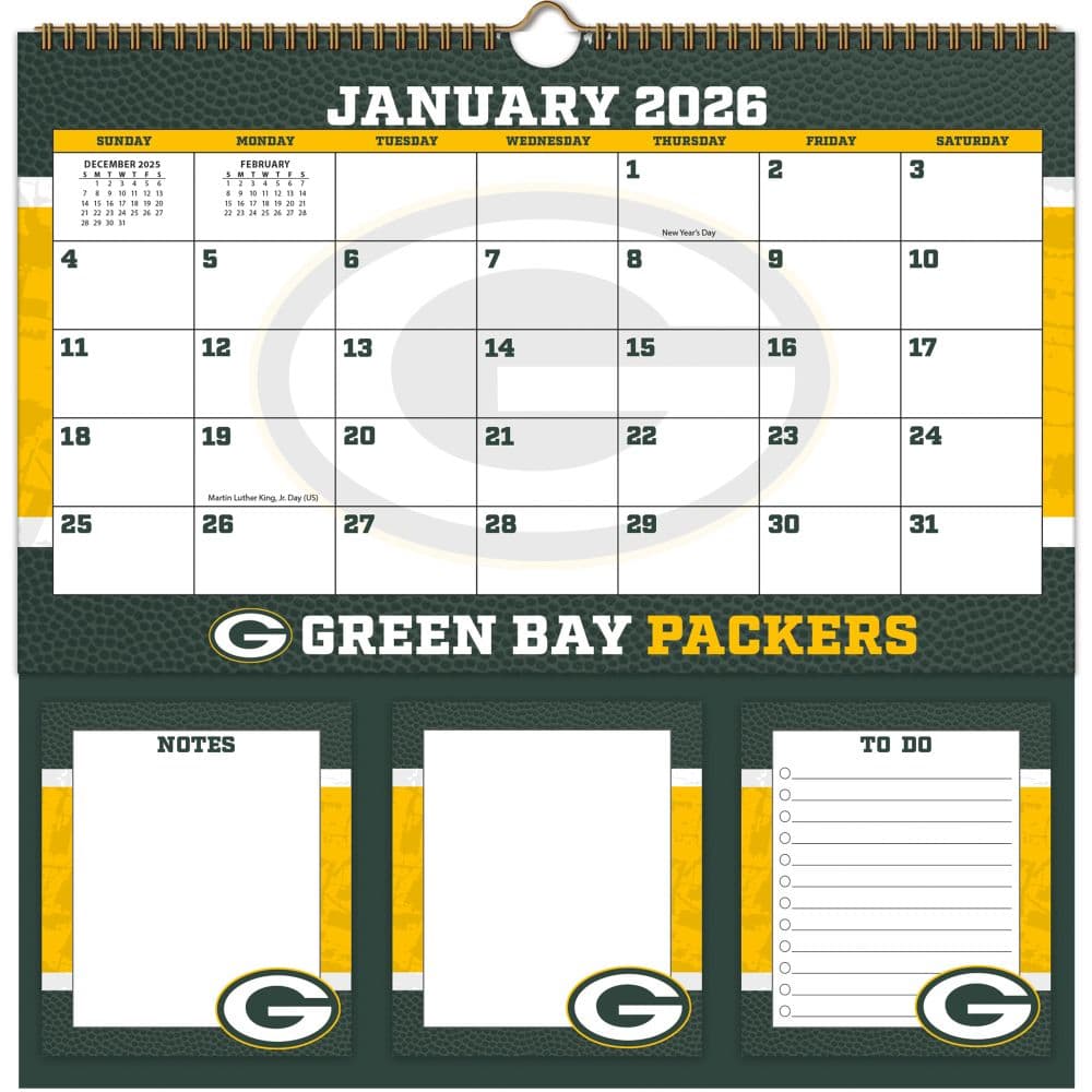 image NFL Green Bay Packers 2026 Memomate Spiral Wall Calendar